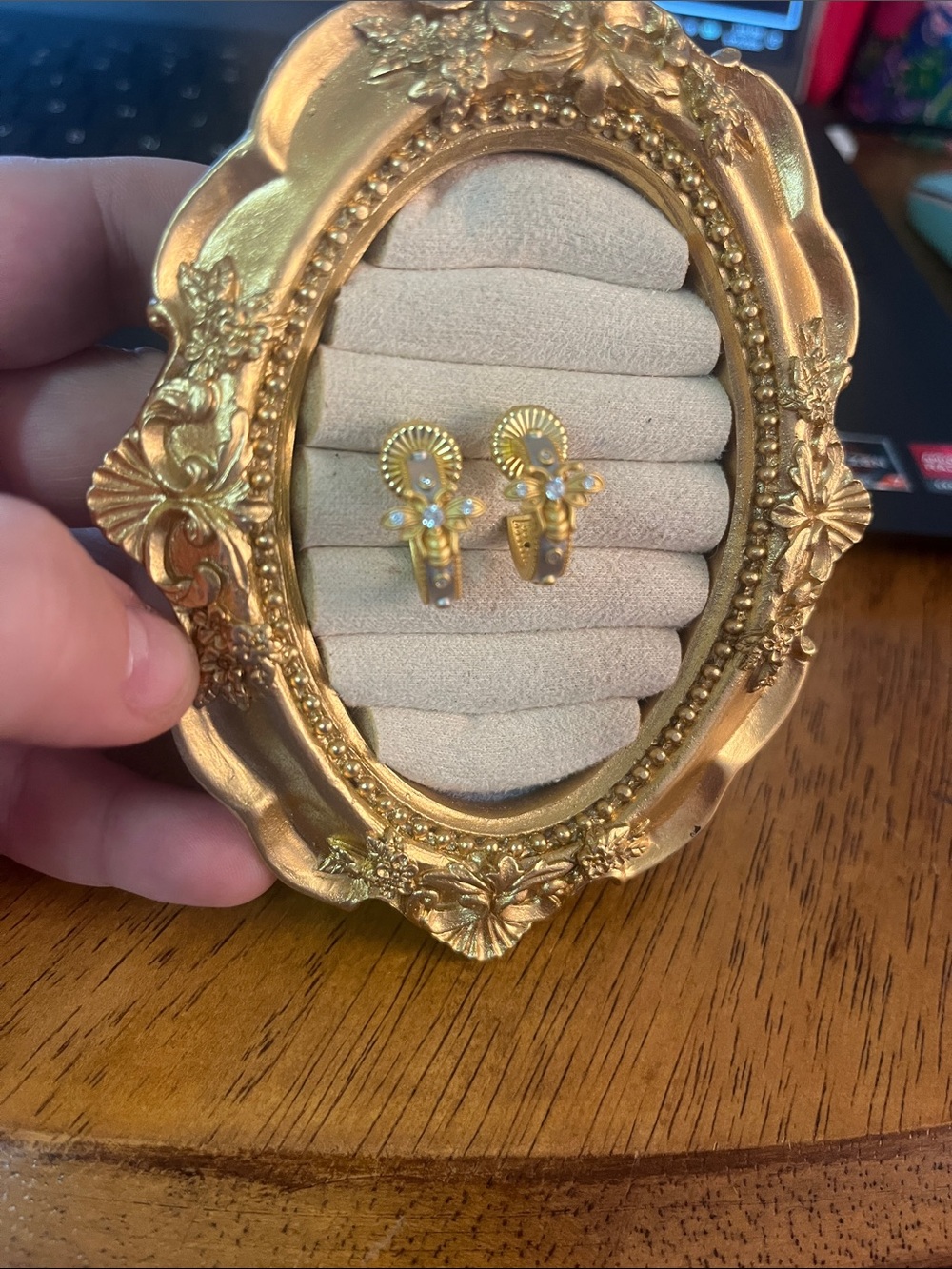 Gold-Tone bee 🐝 small Huggies Earrings with Crystal Accents